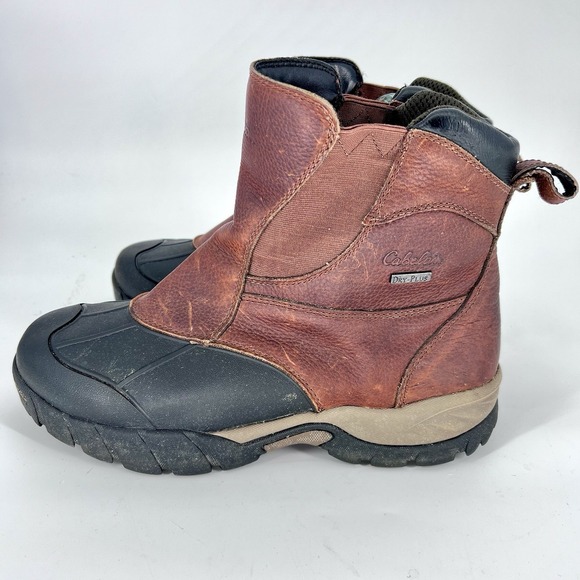 Cabela's Brown Leather Boot MEN's 14D Thinsulate Dry Plus Rubber Outsole Outdoor - Picture 7 of 11